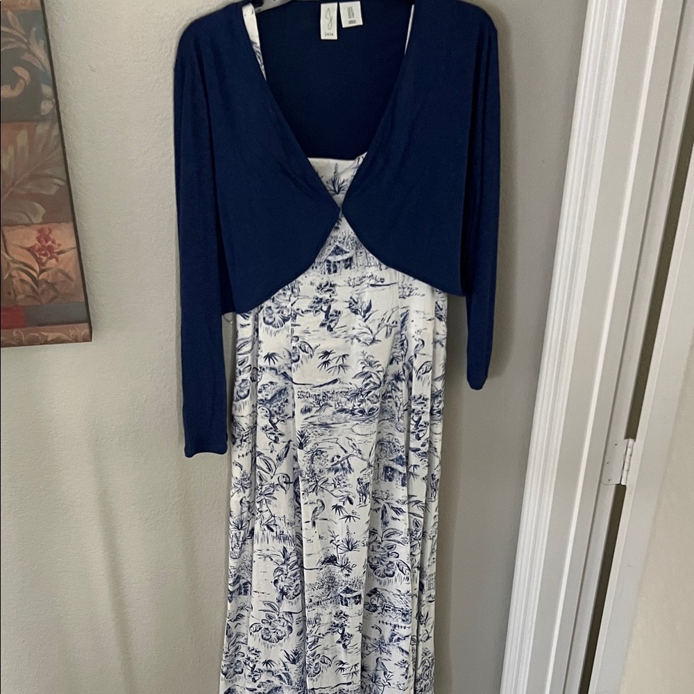 Joie Blue and White Patterned Two Piece Dress EUC